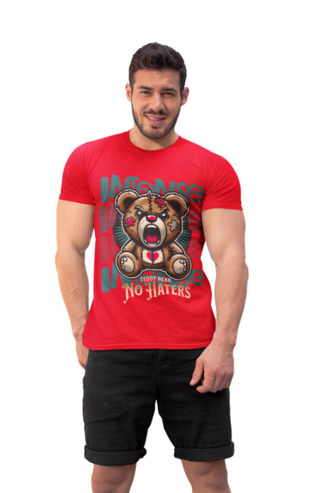 Tshirt Koszulka Bawełna Grumpy Teddy Bear Illustration Art 190 g/m²