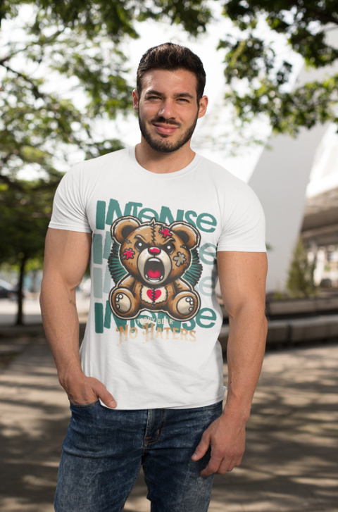 Tshirt Koszulka Bawełna Grumpy Teddy Bear Illustration Art 190 g/m²