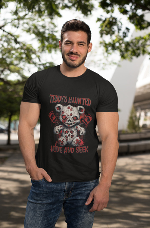 Tshirt Koszulka Bawełna Scary Haunted Teddy Halloween / 190 g/m²