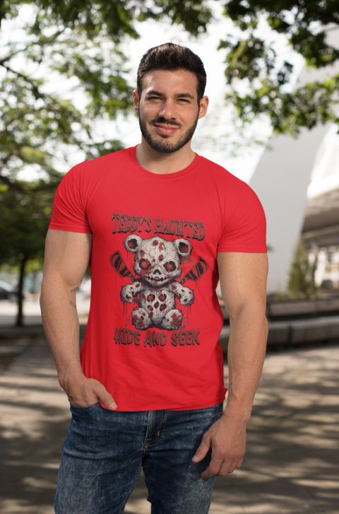 Tshirt Koszulka Bawełna Scary Haunted Teddy Halloween / 190 g/m²