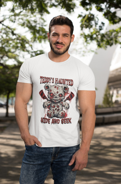 Tshirt Koszulka Bawełna Scary Haunted Teddy Halloween / 190 g/m²